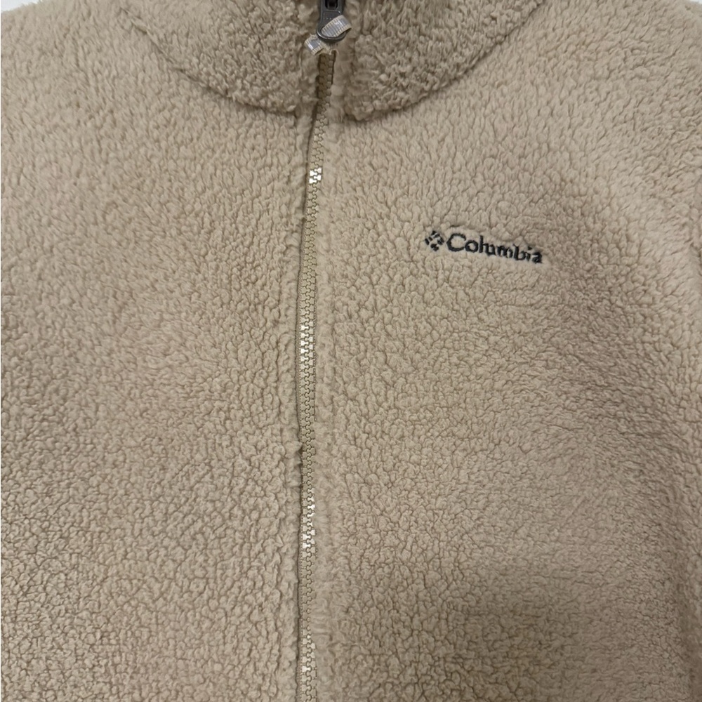 Columbia Beige Sherpa Zip Up Fleece Jacket - Picture 3 of 4